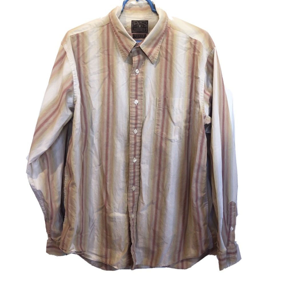 Lucky Brand Orange Tan Button Down Mens Size Large